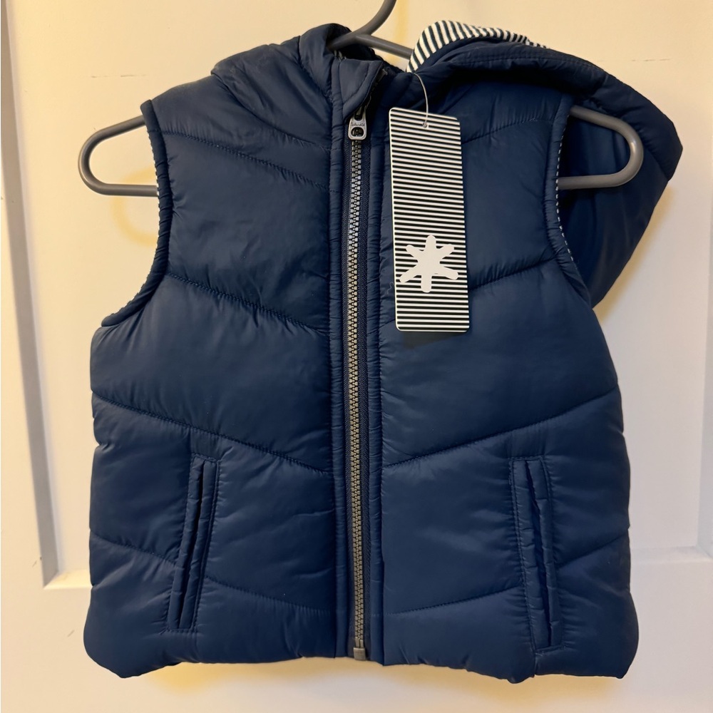 NWT Toddler 3-6 months Navy Hooded Puffer Vest